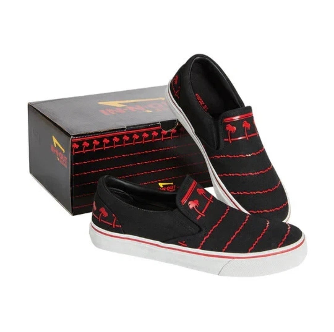 In-N-Out Burger Black Drink Cup Slip-On Shoes NEW Size Men 9/ Women’s 10.5